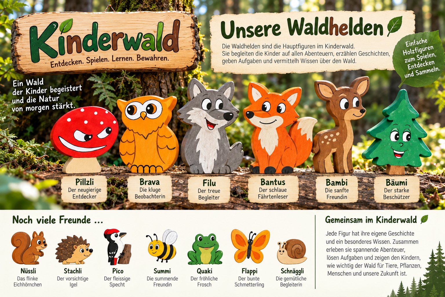 Die Waldhelden und ihre Freunde – Originalfiguren KINDERWALD